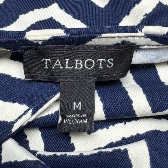 Talbots Blue And  White Chevron Wrap Bodice Dress Size Medium - Picture 6 of 7